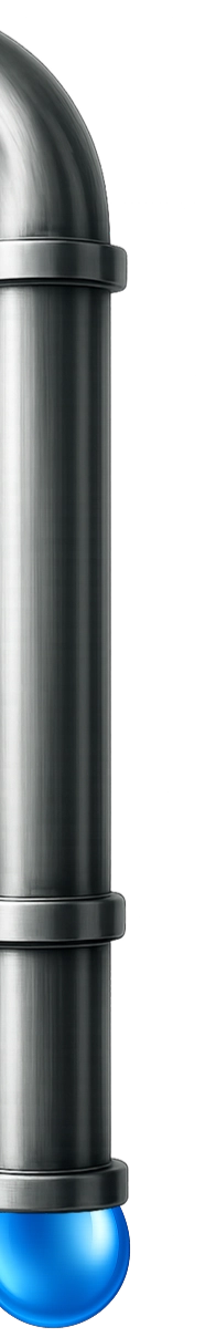 Blog 32 Vertical steel pipe with water droplet graphic design.