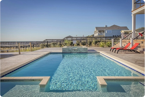 Tips for Keeping Your Pool Heater Running And Smooth. 3 Backyard swimming pool with clear water, Bridge Plumbing & HVAC water service theme. Pool Heater
