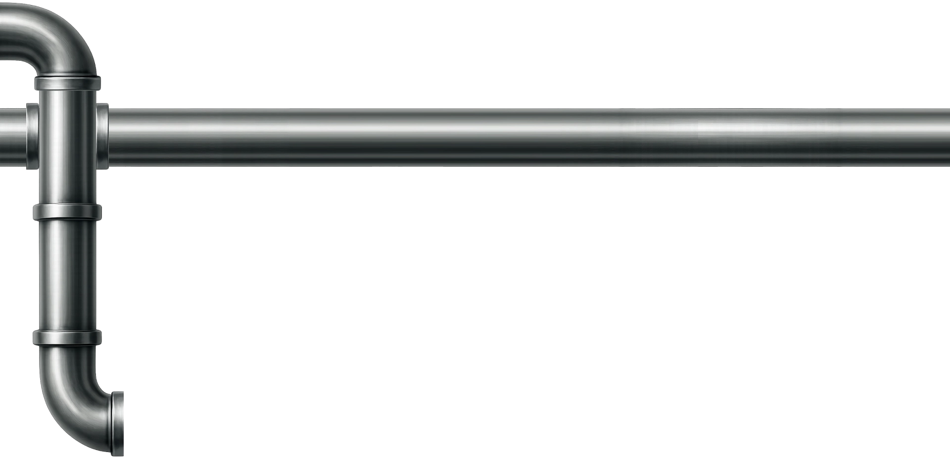 Services 34 Steel pipe forming a T-shaped connection with elbows, transparent background.